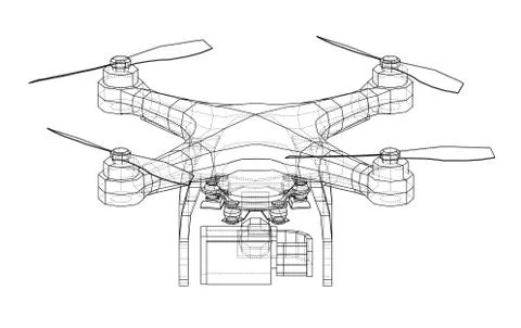 Drone concept. Vector rendering of 3d 库存插图