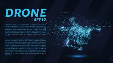 The drone consists of points. Particles in the form of a drone on a dark back Stock Illustration