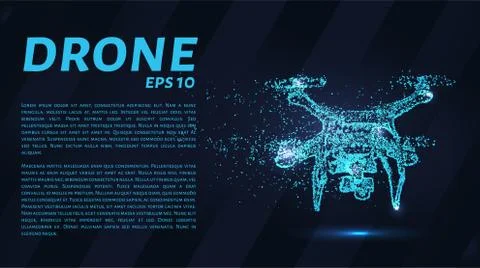 The drone consists of points. Particles in the form of a drone on a dark back Stock Illustration