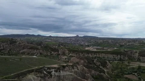 Drone constant altitude flight along Rose Valley cliffs Stock Footage 336484324