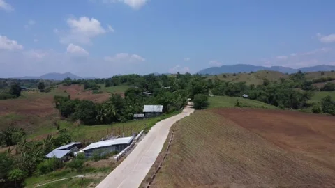 Drone of a constructed road on the edge of the mountain Stock Footage 293897302