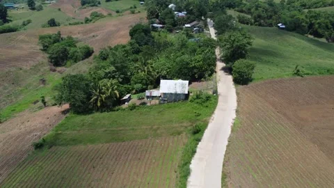 Drone of a constructed road on the edge of the mountain Stock Footage 293897488