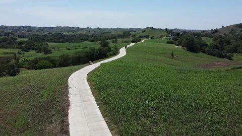 Drone of a constructed road on the edge of the mountain Stock-Footage 293899178
