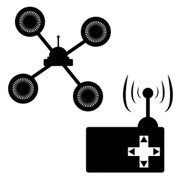Drone  with control on white background Stock Illustration