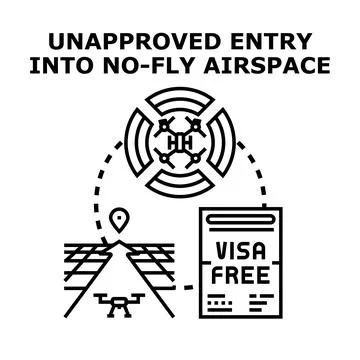Drone control zone unauthorized entry violation Stock Illustration