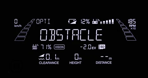 Drone controller display data screen, obstacle aviodance Stock Footage 162789026
