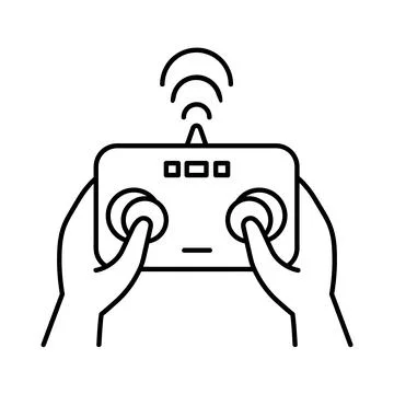 Drone controller icon. Flat pictogram for web. Line stroke. Isolated on white Stock Illustration