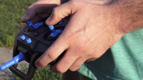 Drone controller in man's hands Stock Footage 76470970