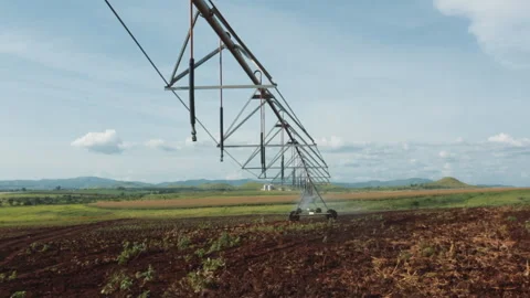DRONE, CORN PIVOT IRRIGATION SYSTEM, ANGOLA Video stock 306696358
