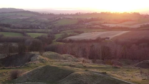 Drone cotswold Sunset Landscape Stock Footage 172075619