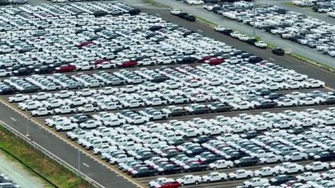 The drone could capture close-up shots of individual cars. Stock Footage 249729557