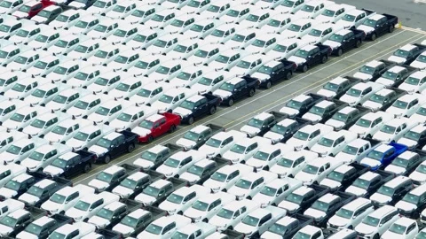 The drone could capture close-up shots of individual cars. Stock Footage 249730054