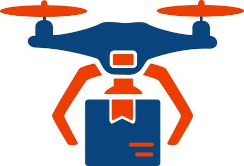 Drone courier top package carrying icon Stock Illustration