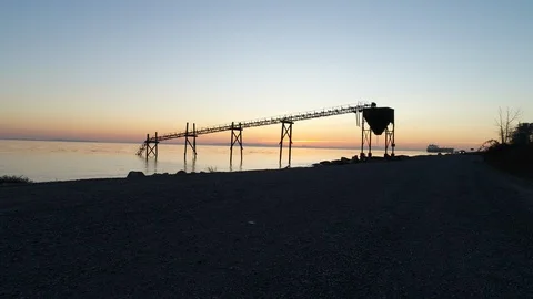 Drone crane shot at Cherry Point sunset Stock Footage 126412617