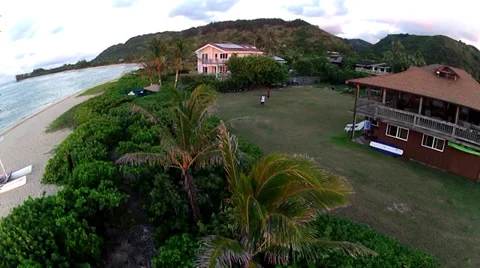 DRONE CRASH  LANDING REMOTE CONTROLLED HELICOPTER QUADCOPTER ON TROPICAL ISLAND Stock Footage 29621887