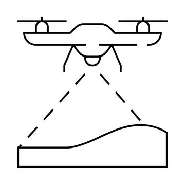 Drone crawling ground line icon vector illustration Stock Illustration