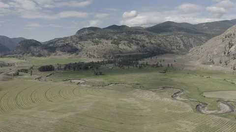 Drone crop circles valley Stock Footage 114304154