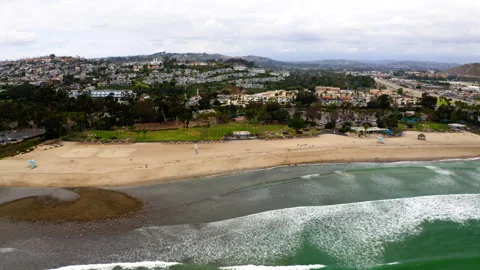 Drone Dana Point Flying Into Town Over Doheny Beach 4K 30FPS Stock Footage 254457250