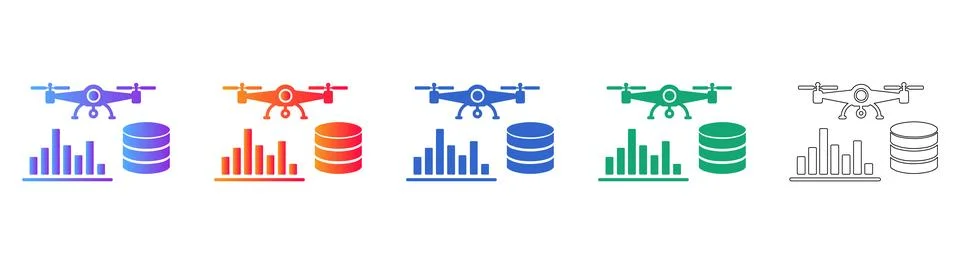 Drone Data Analytics Icons Set Illustrazione stock