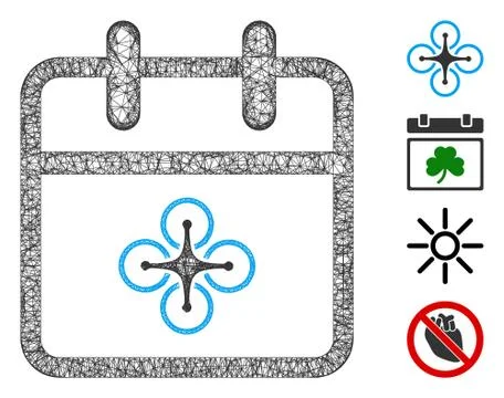 Drone Day Web Vector Mesh Illustration Stock Illustration