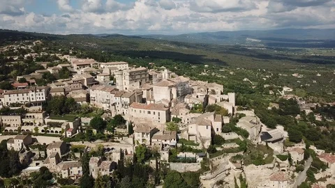 Drone daytime Shot Of Gordes Village, Provence, France Stock Footage
