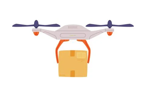 Drone Delivering Cardboard Parcel as Future Technology Device Vector Stockillustratie