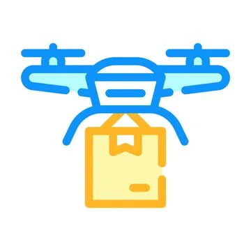 Drone delivering color icon vector isolated illustration Illustrazione stock