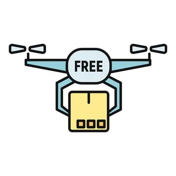 Drone delivering free package with modern logistics technology 스톡 일러스트