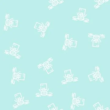 Drone delivering line icon vector isolated illustration Illustrazione stock