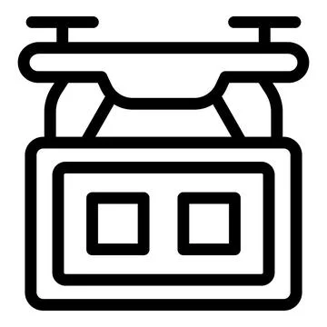 Drone delivering package to automated postal office icon Stock Illustration