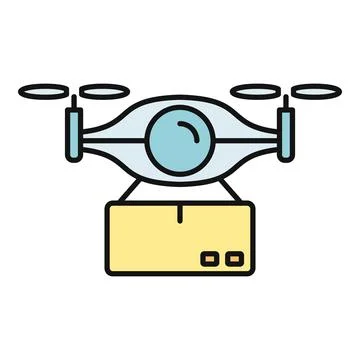 Drone delivering package fast using air transport technology Stock Illustration