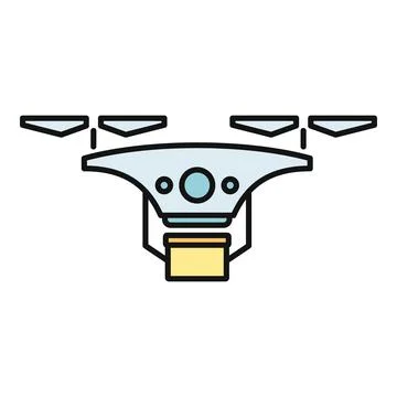 Drone delivering package flying autonomous aerial logistics 스톡 일러스트