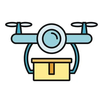Drone delivering package flying for express logistics service 스톡 일러스트