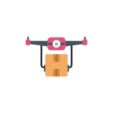 Drone delivering package flying new logistics technology Illustrazione stock