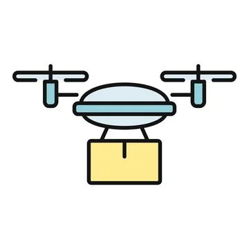 Drone delivering package icon representing modern logistics Illustrazione stock