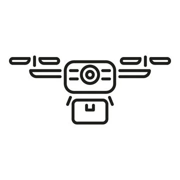 Drone delivering package icon showing aerial shipping future Illustrazione stock