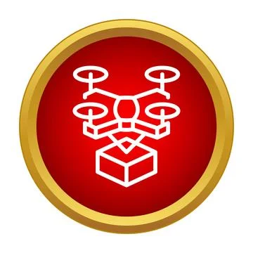Drone delivering package icon showing modern logistics Stock Illustration