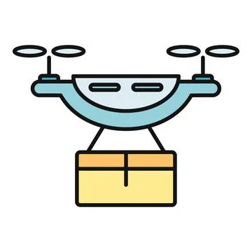 Drone delivering package icon showing future logistics Stock Illustration