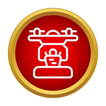 Drone delivering package icon showing logistics technology Illustrazione stock