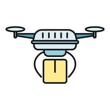 Drone delivering package icon showing future logistics Stock Illustration