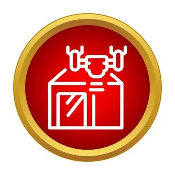 Drone delivering package icon showing logistics and technology 스톡 일러스트