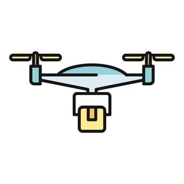 Drone delivering package icon showing future logistics Stock Illustration