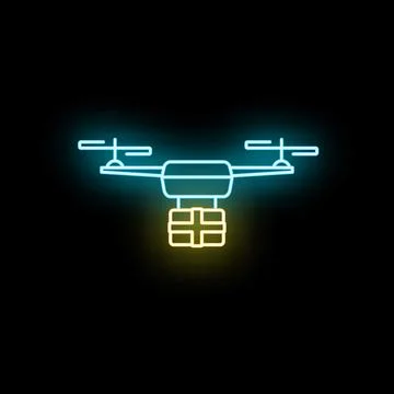 Drone delivering package icon showing futuristic shipping logistics Stock Illustration