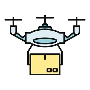 Drone delivering package indicating future shipping logistics Stock Illustration