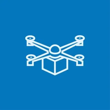 Drone delivering package line icon 스톡 일러스트