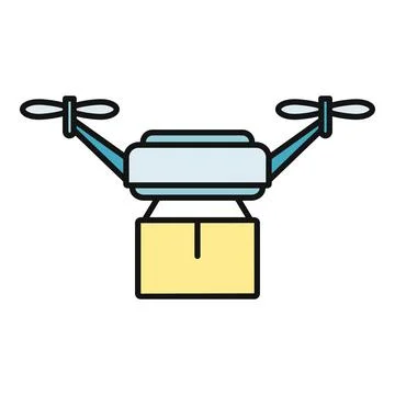 Drone delivering package for modern logistics and shipping 스톡 일러스트