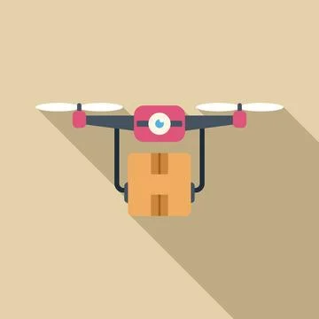 Drone delivering package, smart shipping technology concept Illustrazione stock