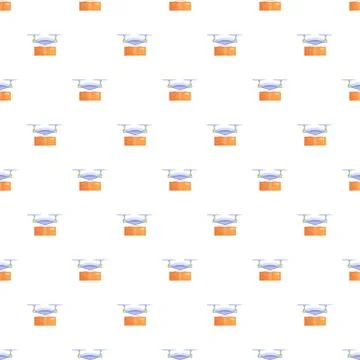 Drone delivering packages seamless pattern on white background Stockillustratie