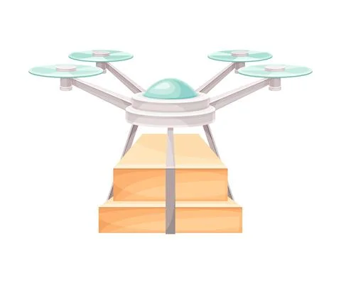 Drone delivering parcel to destination point. Modern delivery service technology Stockillustratie