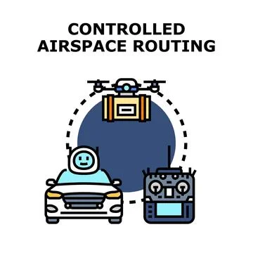 Drone delivering parcel with remote controlling car 스톡 일러스트